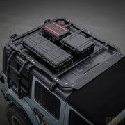 Genesis Series Multifunctional Aluminum Roof Luggage Rack With Rear Window Side Ladder(18-24 Jeep Wrangler JL)