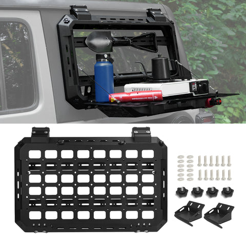 Multifunctional Rear Window Storage Panel Kit Openable Oanel-left and right installation Compatible with 2018-2024 Jeep Wrangler JL JLU Tactical Modular Storage Platform for Tools Molle Accessories