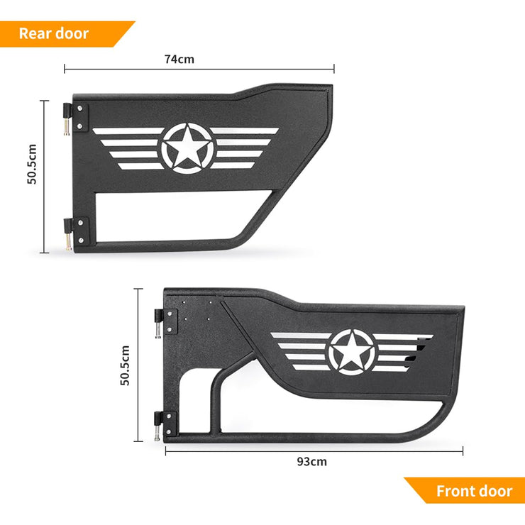 Five Star Logo Tubular Half 4-Doors with Side View Mirror (07-18 Jeep Wrangler JK JKU)