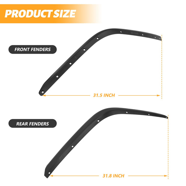 Front & Rear Fender Flares Compatible with 2020-2023 Jeep Wrangler Gladiator JT Mojave & Rubicon, Off-Road Wheel Flares Liner 4 PCS