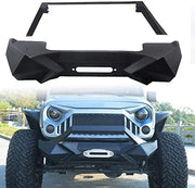 Z8 Front Bumper with Winch Plate Compatible with Wrangler JK (2007-2018) - Heavy Duty Black Textured Manganese Steel Construction, Perfect for On and Off-Road Use