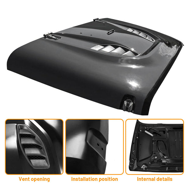 Vented Heat Dispersion Hood Compatible with Jeep Wrangler JK JKU 2007-2018, 10th Anniversary Edition - Jeep Metal Replacement Hood Accessory