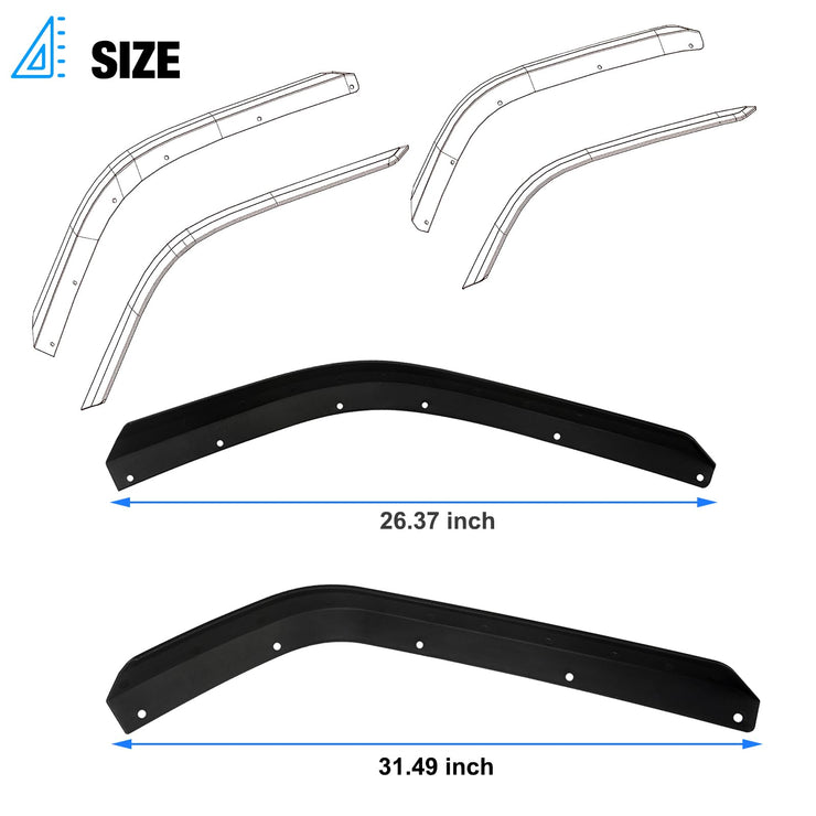 4 PCS Front & Rear Fender Flares (20-23 Jeep Wrangler Gladiator JT Sport & Willys, Not fit Mojave and Rubicon))