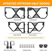 Steel Tubular Half Doors X Tactical Style Offroad Trail Doors (07-18 Jeep Wrangler JK)