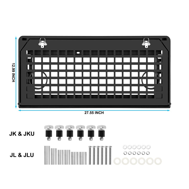 Metal Tailgate Tactical Molle Panel Double Layer Tailgate Table Foldable Rear Cargo Shelf (07-22 Jeep Wrangler JK JKU & 18-22 JL JLU)