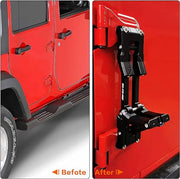 Maiker Bisagra de puerta pedal plegable de aluminio compatible con Jeep Wrangler 2007-2017 JK JKU, 2018-2023 JL JLU 1 pieza, negro 