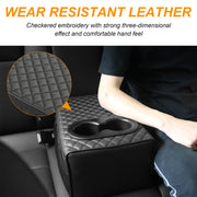 Universal Car Rear Seat Armrest 2 Row Console Box with Cup Holder Backseat Arm Rest Console Box Second Row Rear Central Armrest Box(Black-Double Pockets)