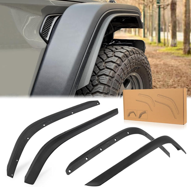 Front & Rear Fender Flares Compatible with 2020-2023 Jeep Wrangler Gladiator JT Mojave & Rubicon, Off-Road Wheel Flares Liner 4 PCS