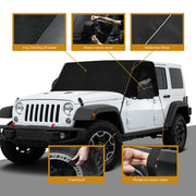 600D Oxford Fabric Windshield Snow Frost Cover with Side Mirror Cover and Reflective Strips (07-2018 Jeep Wrangler JK)