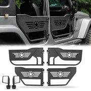 Five Star Logo Tubular Half 4-Doors with Side View Mirror (07-18 Jeep Wrangler JK JKU)