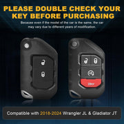 MAIKER OFFROAD Metal Key Fob Cover Compatible with 2018-2024 Jeep Wrangler JL Gladiator JT Full Protection Key Case Shell Black