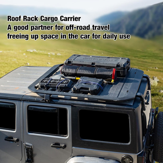 Roof Rack Cargo Storage Basket Platform (07-18 Jeep Wrangler JK)