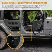 Tube Doors Tubular Half Doors with Side View Mirror Compatible with 2007-2018 Jeep Wrangler JK JKU Unlimited 4-Doors Safari Tubular Off Road Summer Trail Adventure