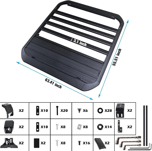 Roof Rack Cargo Storage Basket Platform (07-18 Jeep Wrangler JK)