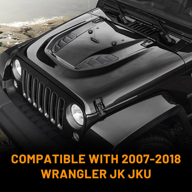 Vented Heat Dispersion Hood Compatible with Jeep Wrangler JK JKU 2007-2018, 10th Anniversary Edition - Jeep Metal Replacement Hood Accessory