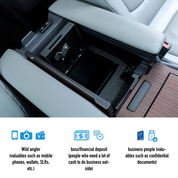 Central Console Safety Box Compatible with Toyota Sienna 21-23, and is Applicable to The Double-Layer Lockable Gun Box of Sedan SUV Van Truck and Automobile