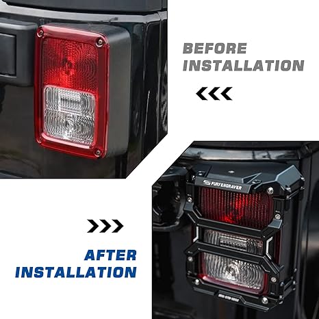 MAIKER Awaken Series Tail Light Cover Guard Compatible with 2007-2018 Jeep Wrangler JK, Aluminum Alloy, Black