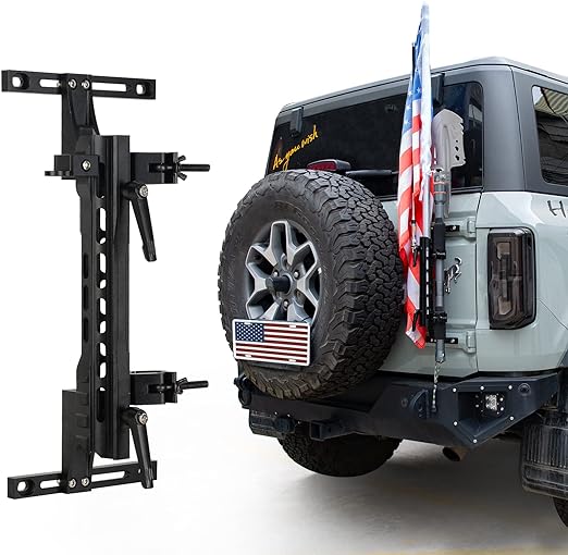 Flag Mount Antenna Mount & Tailgate Hinge Mount Single Flag with Military Shovel Holder Flag Pole Mount & CB Antenna Holder (21-22 Ford Bronco)