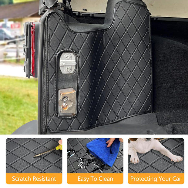 Maiker Trunk Protective Leather case PU Leather Cargo Sidewall Protector Compatible with 2011-2017 Jeep Wrangler JK Rear Trunk Luggage Security Protector, 2pc(Fit The subwoofer on The Bottom)