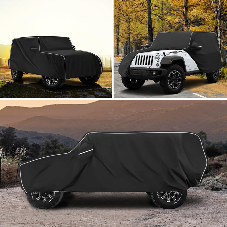 Waterproof 600D Oxford Full Cover Protect from Sunshine, UV, Snow, Rain, Wind, Scratch Resistant(07-24 Jeep Wrangler JK JL)