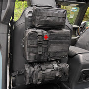 2pcs Tactical Rigid Molle Aluminum Insert Panel Seat Back Organizer Modular Platform with 4 Storage Bags and 10 Fastening Tape (21-23 Ford Bronco Accessories)