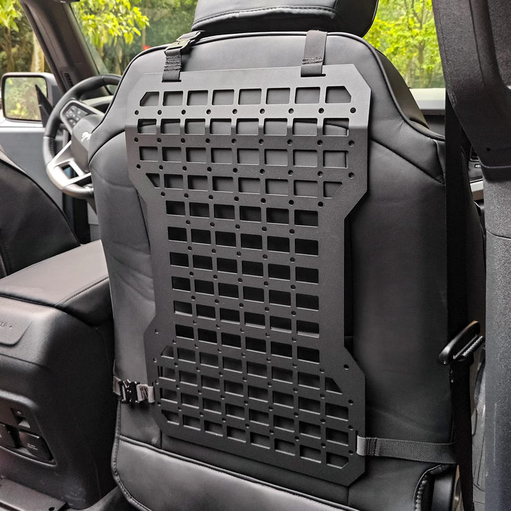 2pcs Tactical Rigid Molle Aluminum Insert Panel Seat Back Organizer Modular Platform with 4 Storage Bags and 10 Fastening Tape (21-23 Ford Bronco Accessories)