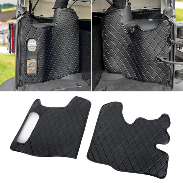 Maiker Trunk Protective Leather case PU Leather Cargo Sidewall Protector Compatible with 2011-2017 Jeep Wrangler JK Rear Trunk Luggage Security Protector, 2pc(Fit The subwoofer on The Bottom)