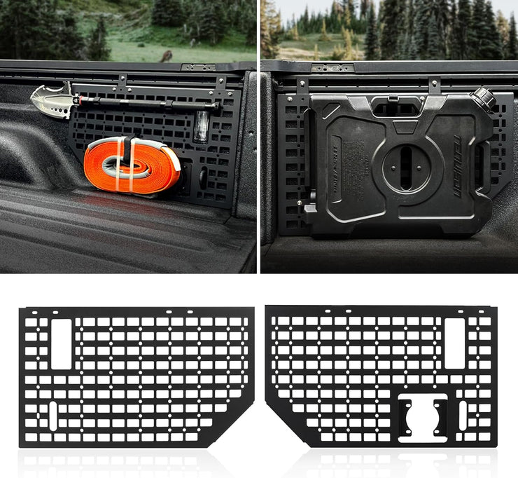 2PCS Side Bed Molle Panel Rack System Cargo Storage Organizer (15-22 Ford F150 & Jeep Gladiator JT)