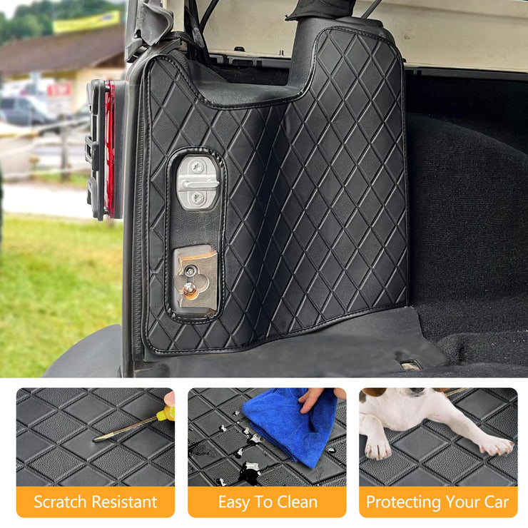 Trunk Protective PU Leather case Cargo Sidewall Protector 1pc(11-17 Jeep Wrangler JK, fit The subwoofer on The Right Side)