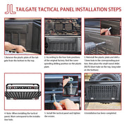 Tailgate TableTailgate Molle Panel Foldable Cargo Shelf Aluminum Alloy Storage Shelf (07-24 Jeep Wrangler JK JKU JL JLU, Not Fit JK Models with Stock Subwoofer)