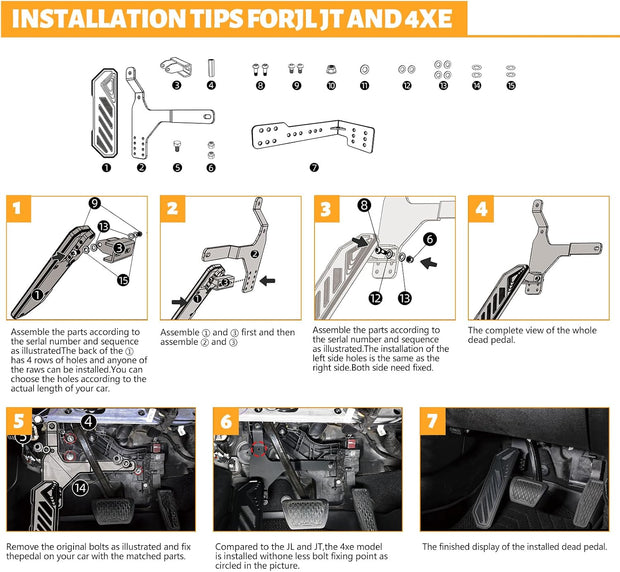 Dead Pedal Left Side Foot Rest Kick Panel (18-23 Jeep Wrangler JL JK JT)