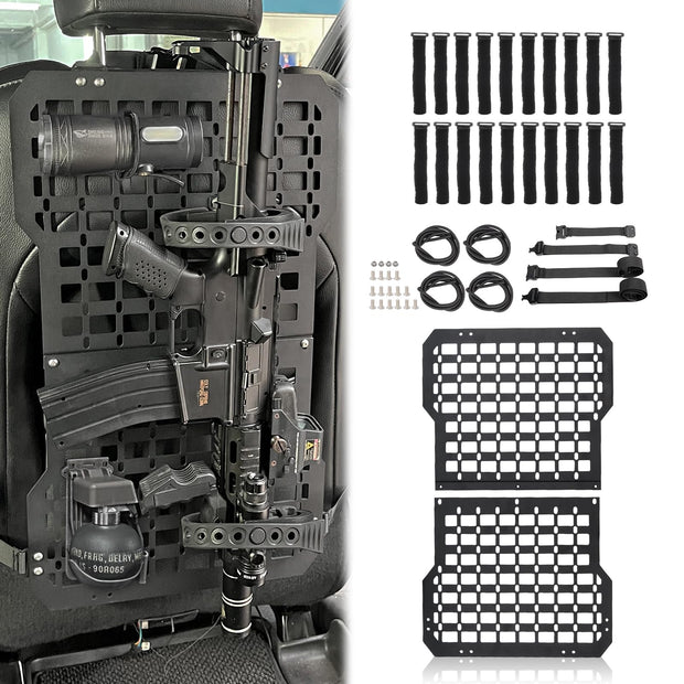 Rigid Molle Panels For Vehicles Truck Mount Rack Panel Tactical Seat Back Organizer Adjustable Versatile Panel with Hook and Loop Fasteners & Elastic Rope for Storage Gears Accessories