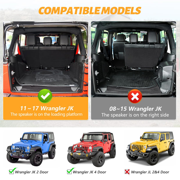 Maiker Trunk Protective Leather case PU Leather Cargo Sidewall Protector Compatible with 2011-2017 Jeep Wrangler JK Rear Trunk Luggage Security Protector, 2pc(Fit The subwoofer on The Bottom)