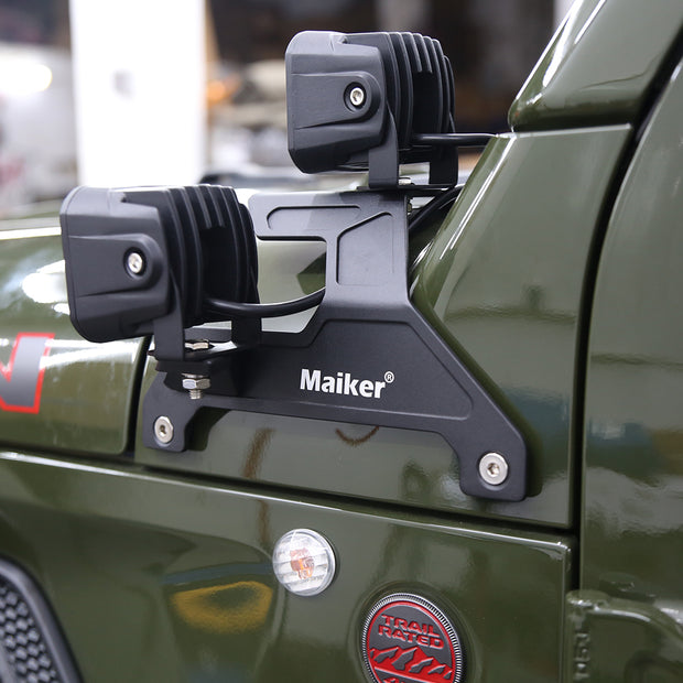 Dual A-Pillar Light Mount (18-24 Jeep Wrangler JL / JLU / Gladiator JT, Not for Mojave and 392)