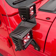 MAIKER Soportes de montaje de luz de trabajo LED para parabrisas inferior doble para Jeep Wrangler JL/JLU y Gladiator JT 2018-2022, 1 par, negro (no para Mojave y 392) 