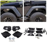 MAIKER Revestimientos interiores delanteros para guardabarros con luz para Jeep Wrangler JK 4WD 2007-2017, logotipo de cinco estrellas, diseño de aluminio ligero, color negro 