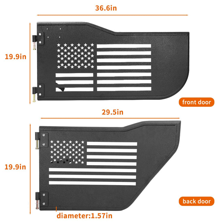 US Flag Logo Steel Tubular 4 Doors with Side View Mirror(07-18 Wrangler JK）