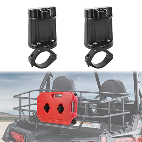 Soporte para latas de gas UTV ATV, paquete de 2, soporte de montaje de aceite, soporte para latas de tanque de combustible rojo de 10 l, barra antivuelco de 1,75 a 2 pulgadas, compatible con Polaris RZR Pioneer Yamaha Can Am Maverick X3