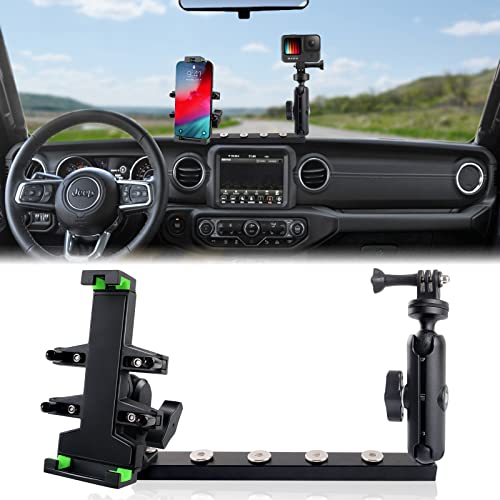 MAIKER OFF ROAD Phone Holder Mount for 2018-2021 Jeep Wrangler JL JLU 2 Mounts for Action Camera and GPS Navigation