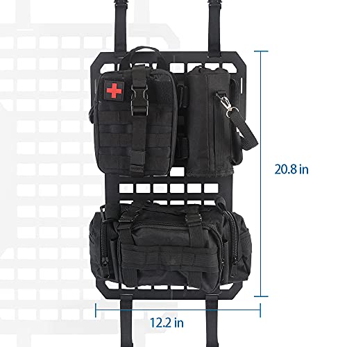 Two sets Tactical Rigid Molle Aluminum Insert Panel with Multifunctional Storage Bag,Medical First Aid Utility Pouch,Water Cup Bag Modular Platform and 20 Fastening Tape for Jeep,SUV,Car, 2