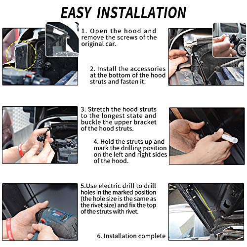 CTWHAUTO 2 amortiguadores con carga de gas para capó delantero para Jeep Wrangler JK 2007-2017