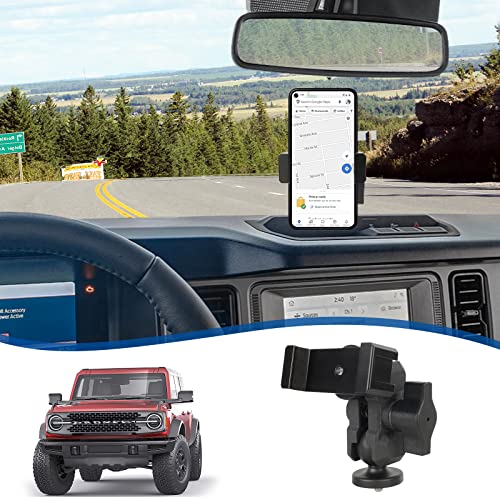 Dashboard Phone Holder Mount Aluminum Alloy for Ford Bronco Accessories 2021 2022 Anti-Shake Stabilizer Custom Adjustable Phone Dash Mounted Custom Cell Phone Holder