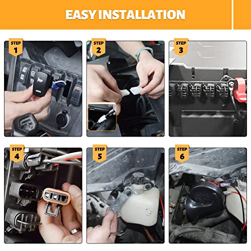 UTV Horn Kit, RZR Horn Kit Easy Installation with Rocker Switch 12V 510Hz (Polaris RZR Ranger, PRO XP, Can Am, Up to 2021)