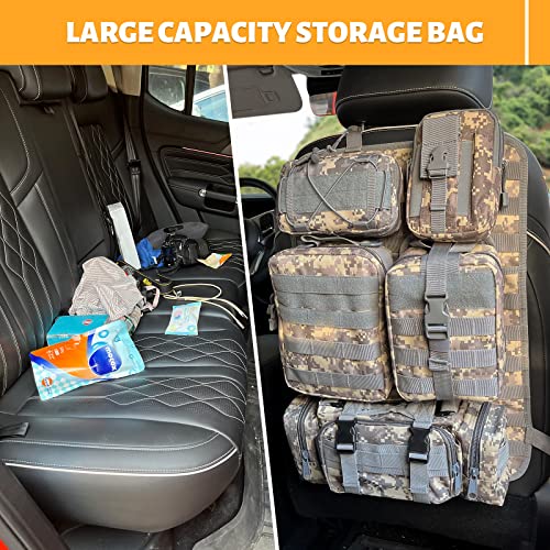 Tactical Car Seat Back Organizer, Upgrade Tactical Vehicle Panel Organizer with 5 Detachable Molle Pouch, Universal fits for Most of Vehicle