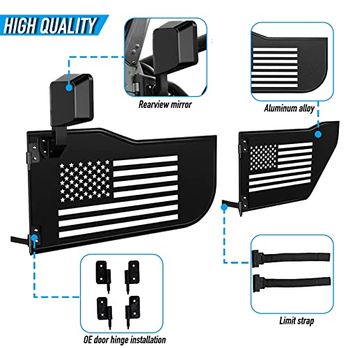 US Flag Logo Steel Tubular 4 Doors with Side View Mirror(07-18 Wrangler JK）