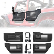 Steel Tubular Doors with Side View Mirror for 2007-2018 Jeep Wrangler JK JKU 4 Door, US Flag Logo