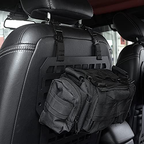 Two sets Tactical Rigid Molle Aluminum Insert Panel with Multifunctional Storage Bag,Medical First Aid Utility Pouch,Water Cup Bag Modular Platform and 20 Fastening Tape for Jeep,SUV,Car, 2