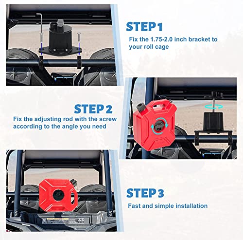 UTV ATV Gas Can Mount, Oil Mounting Holder Gas Tank Cans Holder Compatible Polaris RZR Pioneer Yamaha Can Am Maverick X3