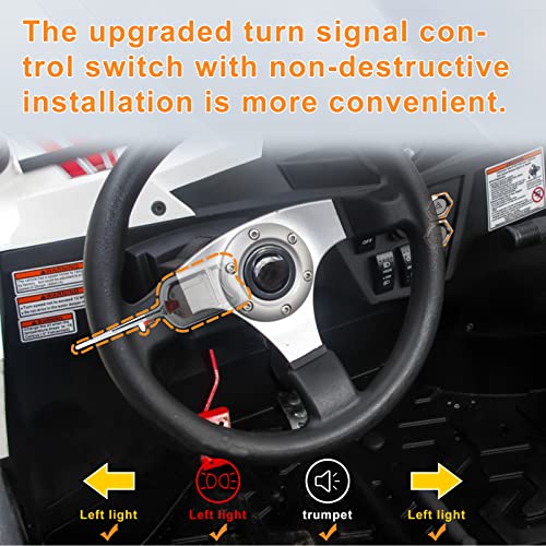 Universal UTV Turn Signal Kit, Street Legal Kit with Amber/Red LED lights, 510Hz Horn Kit, Column Turn Switch, Emergency Switch (Honda Pioneer, Polaris RZR, Can-Am, Kawasak)