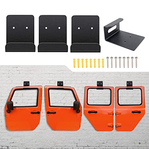 Door Hanger Removable Wall-Mounted Door storage Rack Bracket (All Jeep Wrangler CJ YJ TJ LJ JK JKU JL JLU 4 Pack)